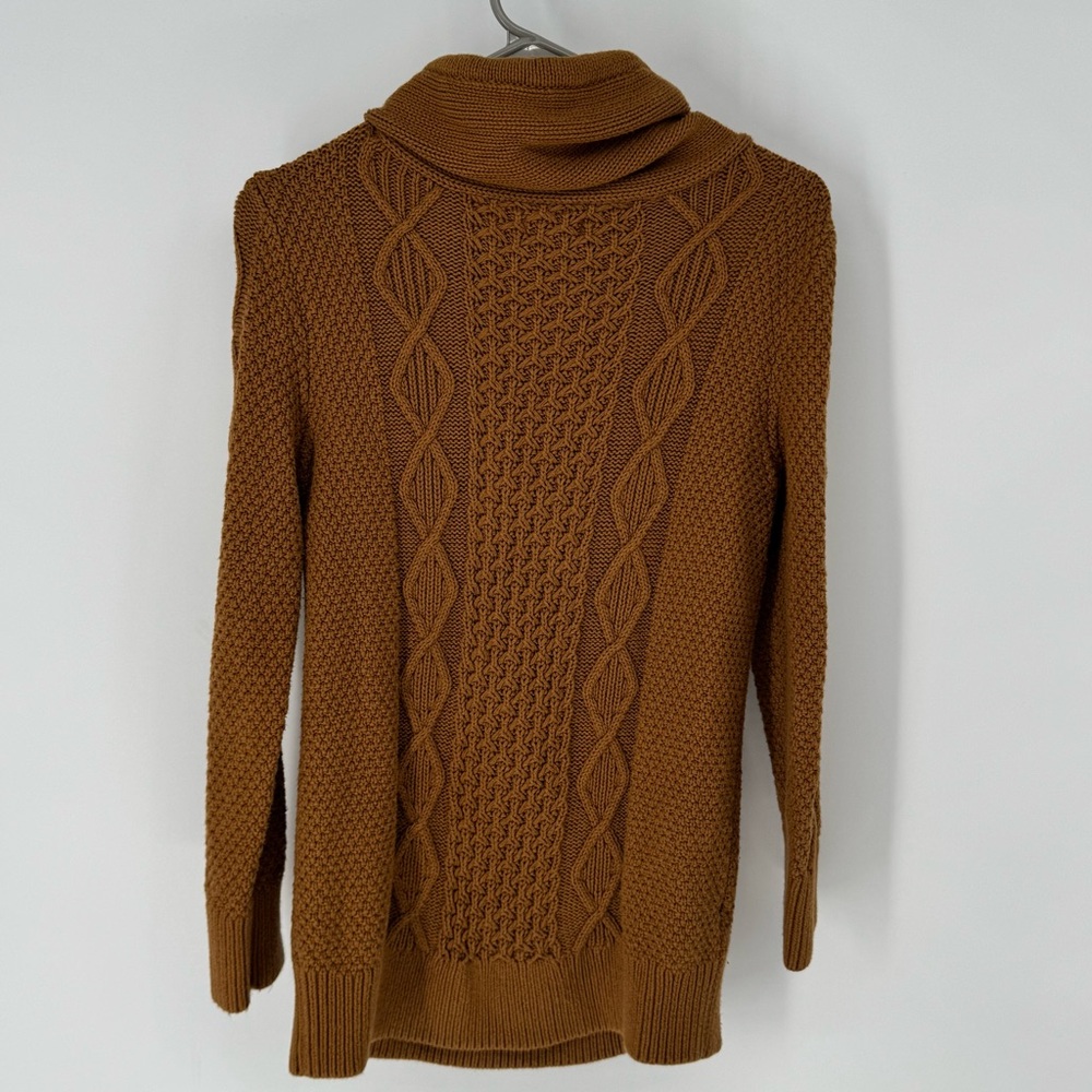 L.L. Bean signature 100% cotton cable knit Brown sweater w/pockets medium - Picture 3 of 9